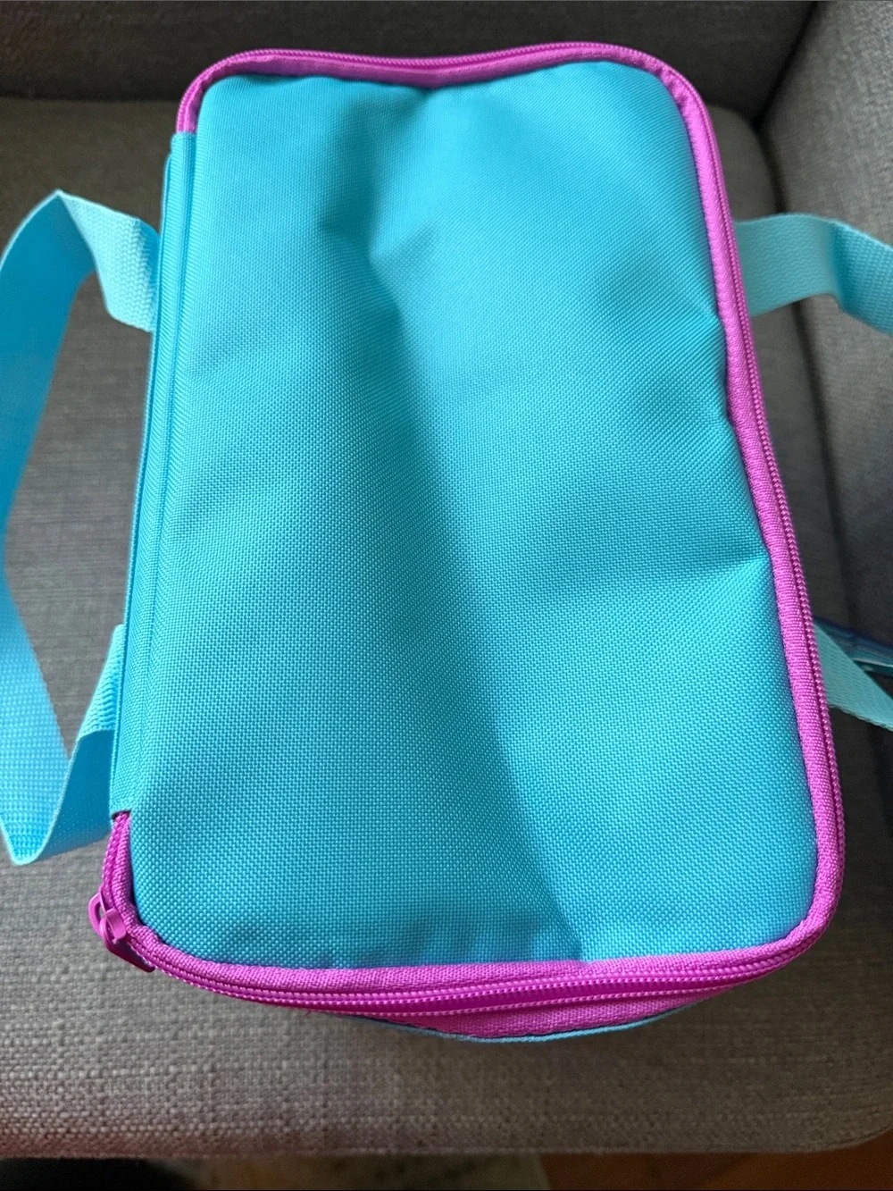 Mini Insulated Lunch Bag - Turquoise with Pink Zipper